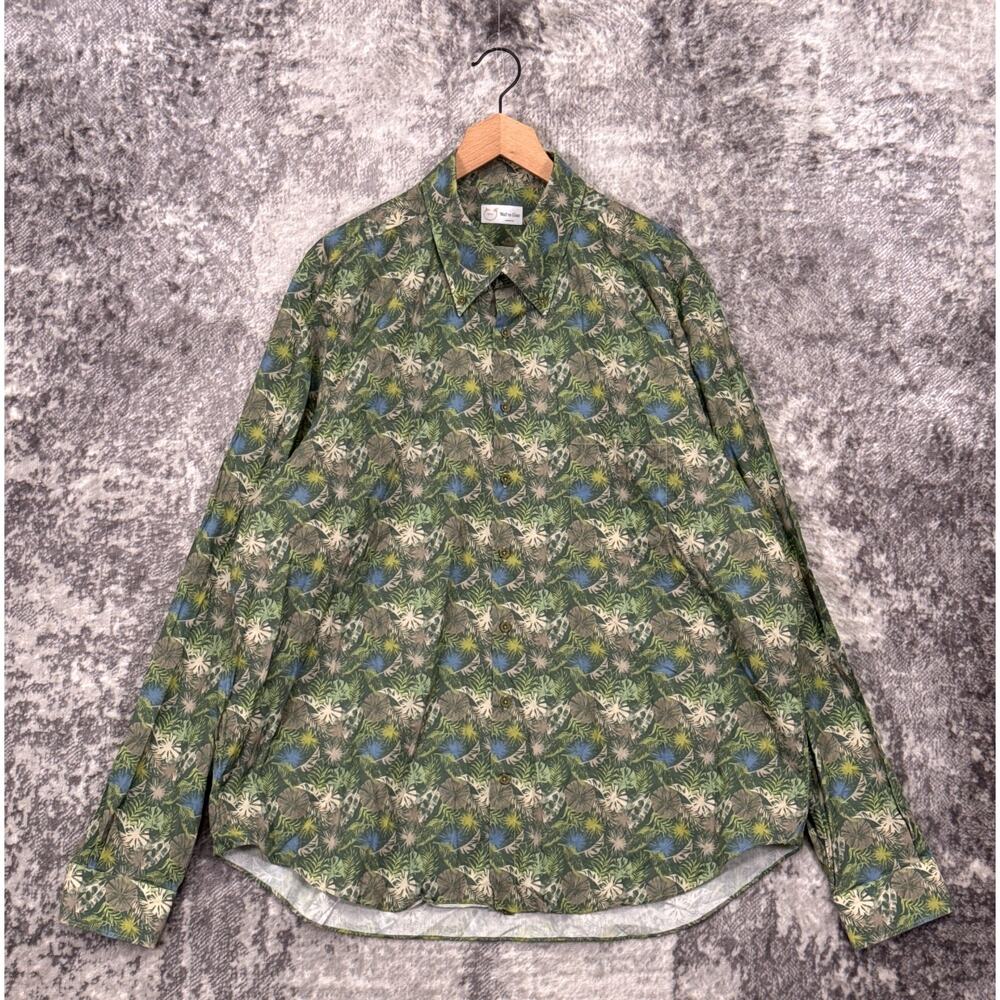 Wolf vs Goat Shirt 2XL Mens Green Botanical Leaf Floral Long Sleeve